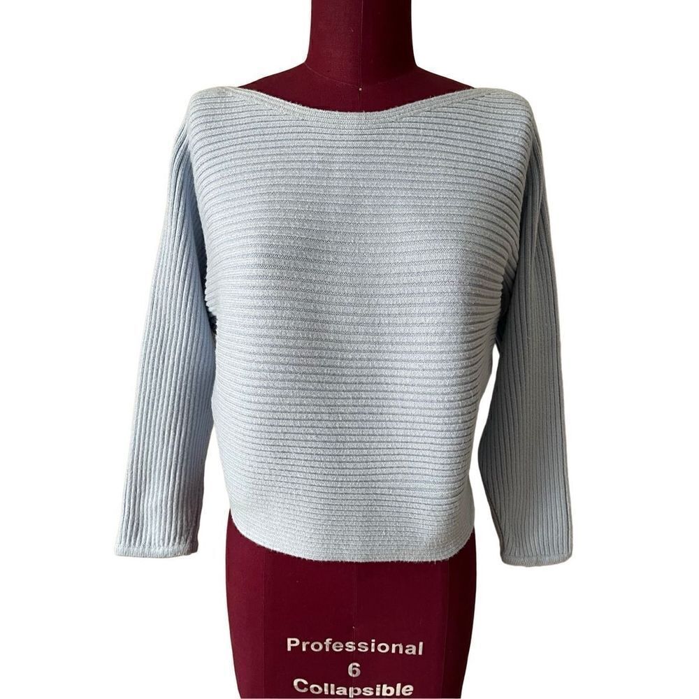 Anthropologie Boatneck Ribbed Sweater Blue size S‎